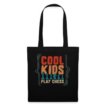 Schachliebhaber-Shirt, coole Kinder spielen Schachbrett - Stoffbeutel - Schwarz - Vorne
