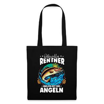 Angeln Angler Rentner - Stoffbeutel - Schwarz - Vorne