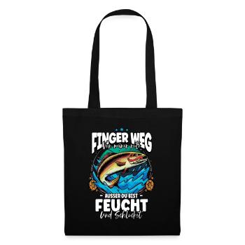 Finger Weg Von Meiner Rute Angeln Angler - Stoffbeutel - Schwarz - Vorne