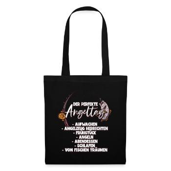 Angeln Angler - Stoffbeutel - Schwarz - Vorne
