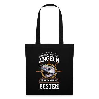 Angeln Angler - Stoffbeutel - Schwarz - Vorne