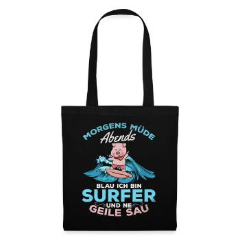 Wassersport Surfer - Morgens müde Abends blau ich - Stoffbeutel - Schwarz - Vorne