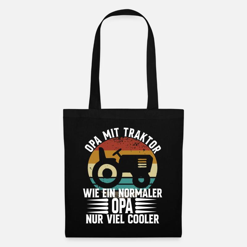 Opa Mit Traktor - Landwirt - Stoffbeutel - Schwarz
