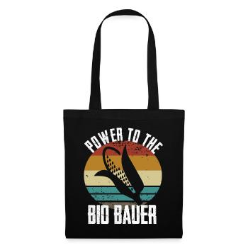 Power To The Bio Bauer - Maiskolben Landwirt - Stoffbeutel - Schwarz - Vorne
