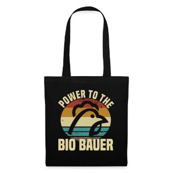 Power To The Bio Bauer - Huhn Hühner - Stoffbeutel - Schwarz - Vorne
