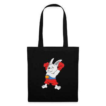 Boxing Hase Lustiger Boxer Cartoon Kampfsport - Stoffbeutel - Schwarz - Vorne