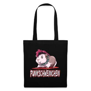 Punkschweinchen Meerschweinchen Punk - Stoffbeutel - Schwarz - Vorne