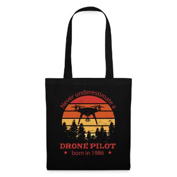 Drohnenpilot Jahrgang 1986 Geburtstag Quadrocopter - Stoffbeutel - Schwarz - Vorne