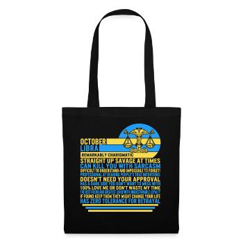 October Libra Facts Funny Zodiac Sign T Shirt - Tote Bag - black - Front