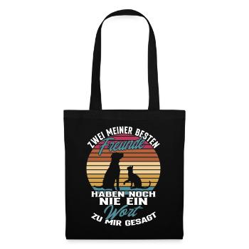 Katze & Hund Beste Freunde Spruch Geschenkidee - Stoffbeutel - Schwarz - Vorne