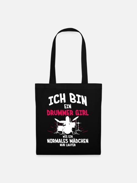 Schlagzeugerin Mädchen Drummer - Stoffbeutel - Schwarz