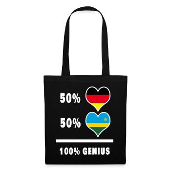 Deutschland und Ruanda 100% Genial / Geschenk - Stoffbeutel - Schwarz - Vorne