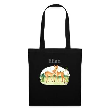 Forest Animal Deer Flowers Name Elian - Tote Bag - black - Front