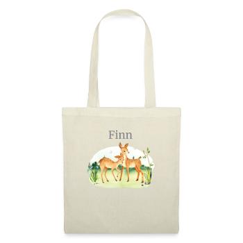 Waldtier Reh Blumen Name Finn - Stoffbeutel - Natur - Vorne