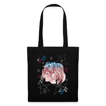 Manga Girl avec Casque Anime - Sac en tissu - noir - Devant