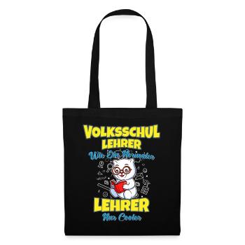 Volksschullehrer Volksschule Lehrkraft Lehrer - Stoffbeutel - Schwarz - Vorne