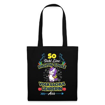 Volksschullehrerin Volksschule Lehrkraft Lehrerin - Stoffbeutel - Schwarz - Vorne