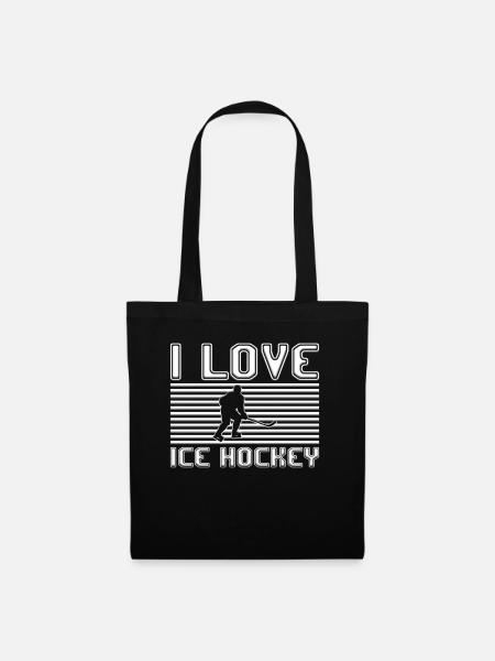I love ice hockey - Stoffbeutel - Schwarz