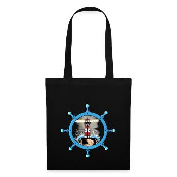 Maritime Steering Wheel Lighthouse Coast North Sea Ahoy - Tote Bag - black - Front