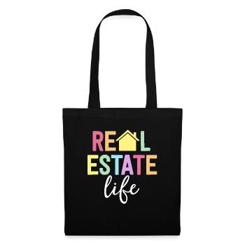 Chemise de vie immobilière Cadeau d’agent immobilier - Sac en tissu - noir - Devant