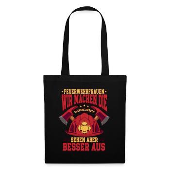 Feuerwehrfrauen Feuerwehrfrau - Stoffbeutel - Schwarz - Vorne
