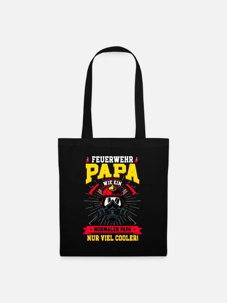 Feuerwehr Papa Feuerwehrmann - Stoffbeutel - Schwarz