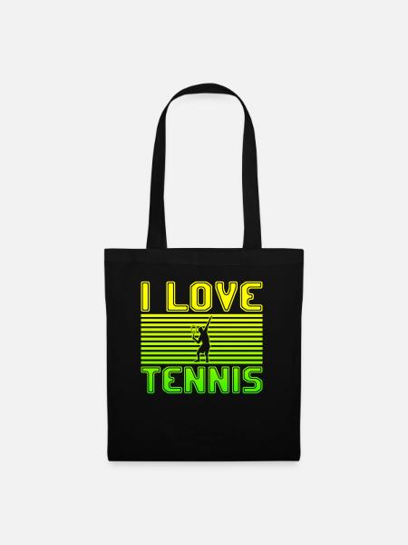 I love tennis - Stoffbeutel - Schwarz