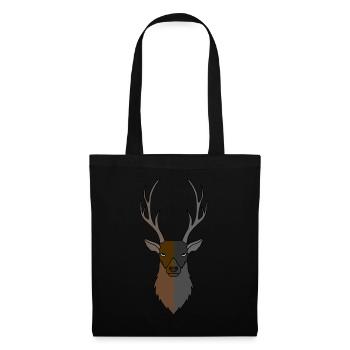 Bois de cerf rouge avec bois de cerf - Sac en tissu - noir - Devant