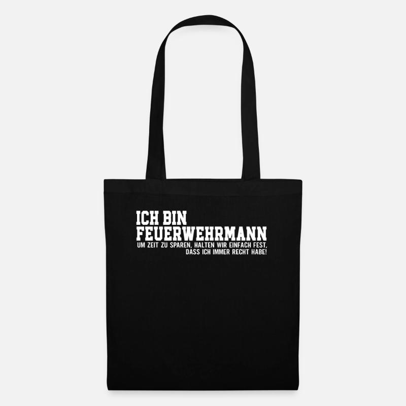 Ich bin Feuerwehrmann Feuerwehr - Stoffbeutel - Schwarz