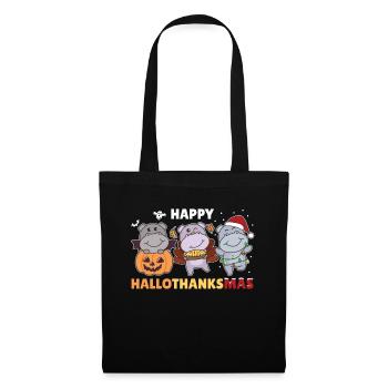 Joyeux Hallothanksmas Hippos Noël Hippopotame - Sac en tissu - noir - Devant