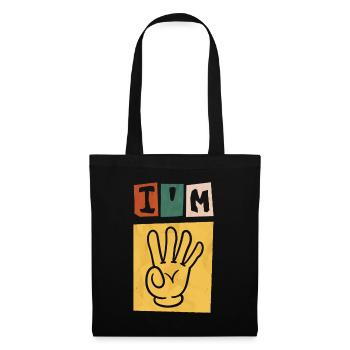 4 Anniversaire Garçon Fille Je suis 4 ans main - Sac en tissu - noir - Devant