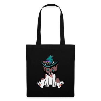 freche Katze Zauberer Magie Fantasy zaubern Kind - Stoffbeutel - Schwarz - Vorne