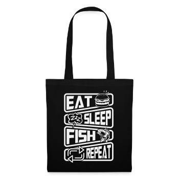 Pêcheur Drôle de pêche Manger Dormir Poisson Répéter - Sac en tissu - noir - Devant