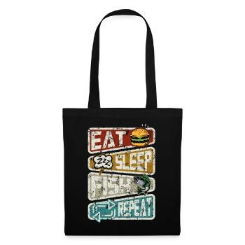 Pêcheur Drôle de pêche Manger Dormir Poisson Répéter - Sac en tissu - noir - Devant