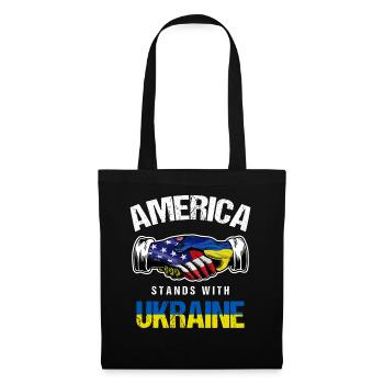 America Stands With Ukraine USA Ukrainian Flag - Tote Bag - black - Front