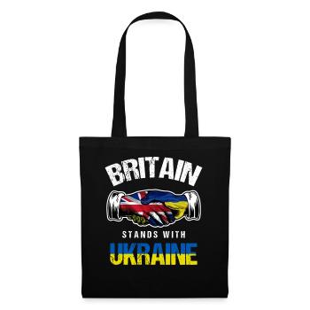Britain Stands With Ukraine UK Ukrainian Flag - Tote Bag - black - Front