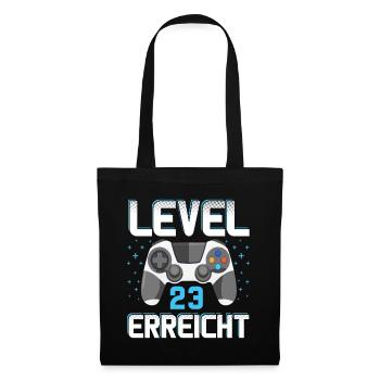 Level 23 Erreicht Gamer - Stoffbeutel - Schwarz - Vorne