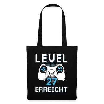 Level 27 Erreicht Gamer - Stoffbeutel - Schwarz - Vorne
