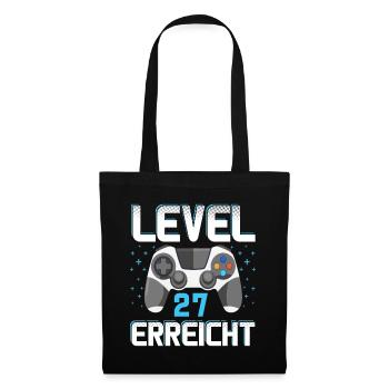 Level 27 Erreicht Gamer - Stoffbeutel - Schwarz - Vorne