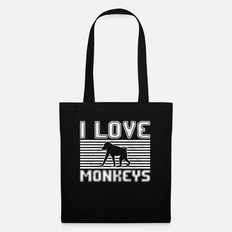 I love monkeys - Stoffbeutel - Schwarz