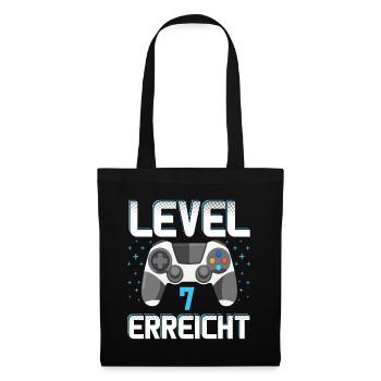 Level 7 Erreicht Gamer - Stoffbeutel - Schwarz - Vorne