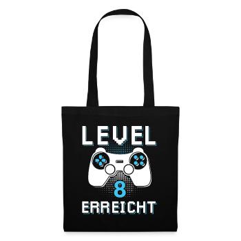 Level 8 Erreicht Gamer - Stoffbeutel - Schwarz - Vorne