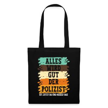 Polizist Polizei - Stoffbeutel - Schwarz - Vorne