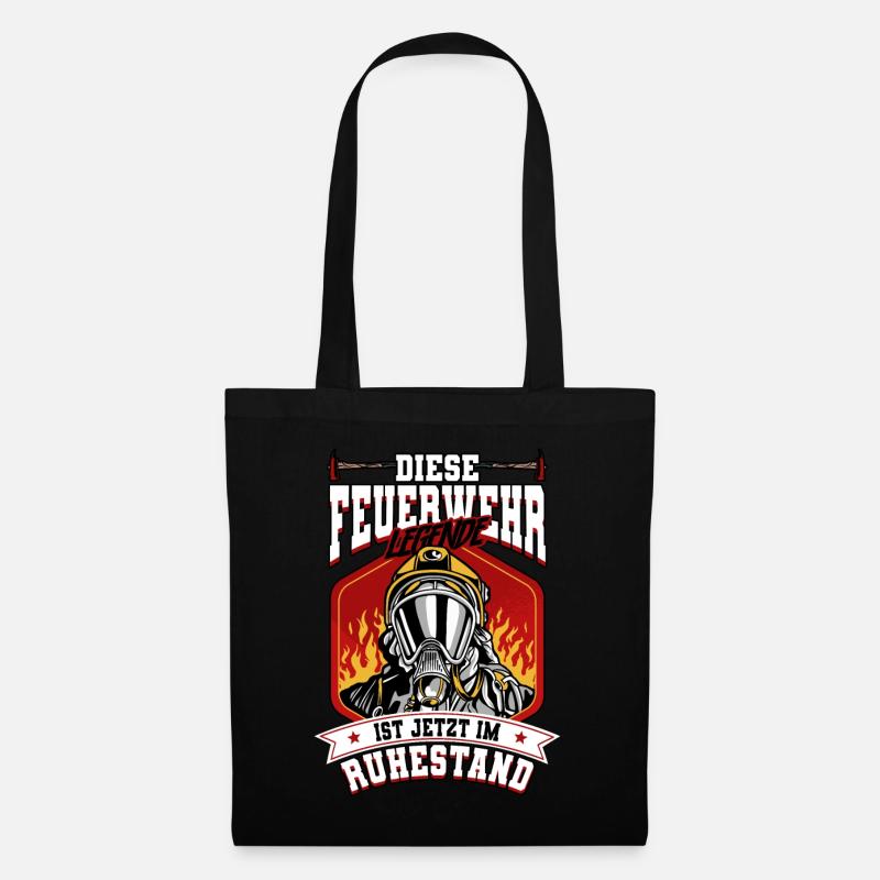 Feuerwehr Feuerwehrmann Rente - Stoffbeutel - Schwarz