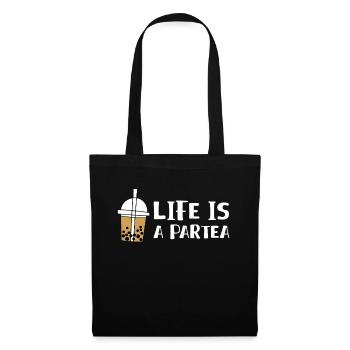 Life Is A Partea Bubble Boba Tea Shirt Geschenk - Stoffbeutel - Schwarz - Vorne
