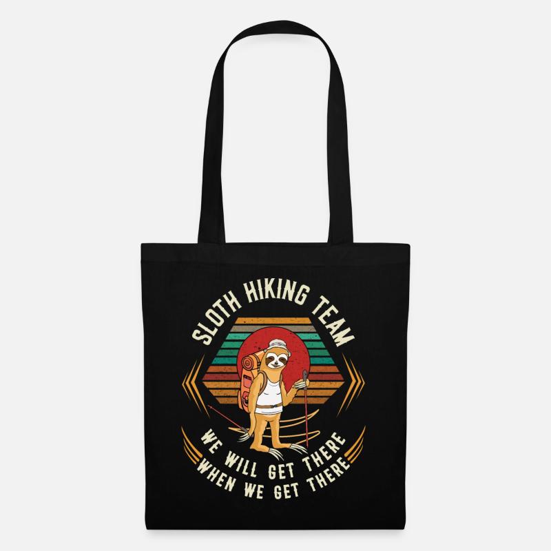 Retro Vintage Sloth Hiking Team We Will Get There - Stoffbeutel - Schwarz
