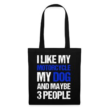 Motard J’aime Mon Chien Moto & Peut-être 3 Personnes - Sac en tissu - noir - Devant