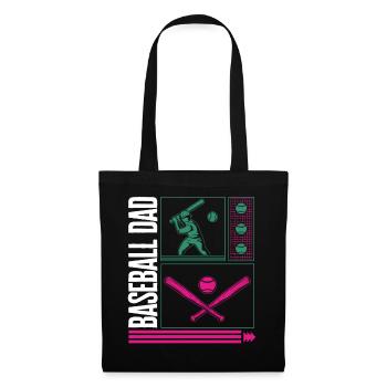 Baseballhemd, Baseball Dad Tee, Baseball Schläger - Stoffbeutel - Schwarz - Vorne