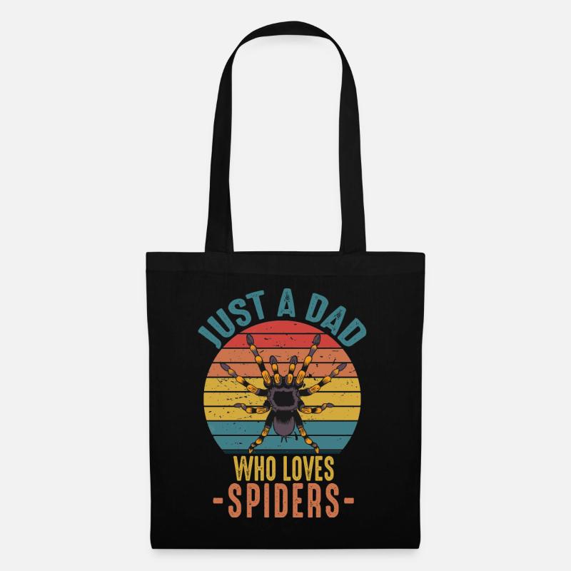 Nur ein Vater, der Spinnen liebt Retro Vintage Spider - Stoffbeutel - Schwarz