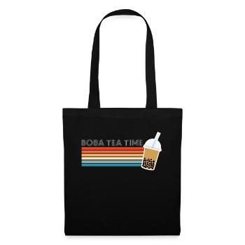 Vintage Retro Boba Tea Time Shirt Geschenk - Stoffbeutel - Schwarz - Vorne